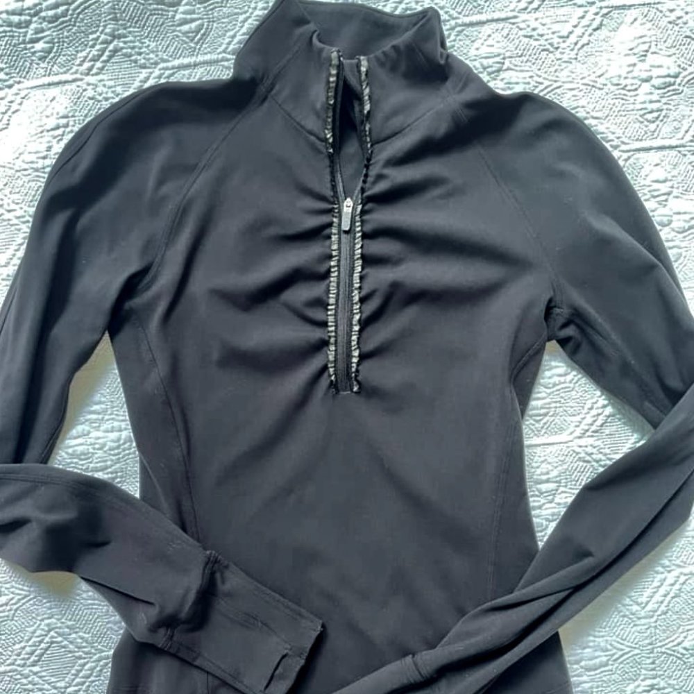 Lululemon Black 1/4 Zip Front Top